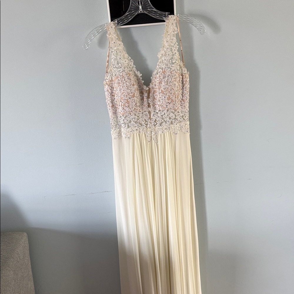 Faviana Lace Top Cream Maxi Dress